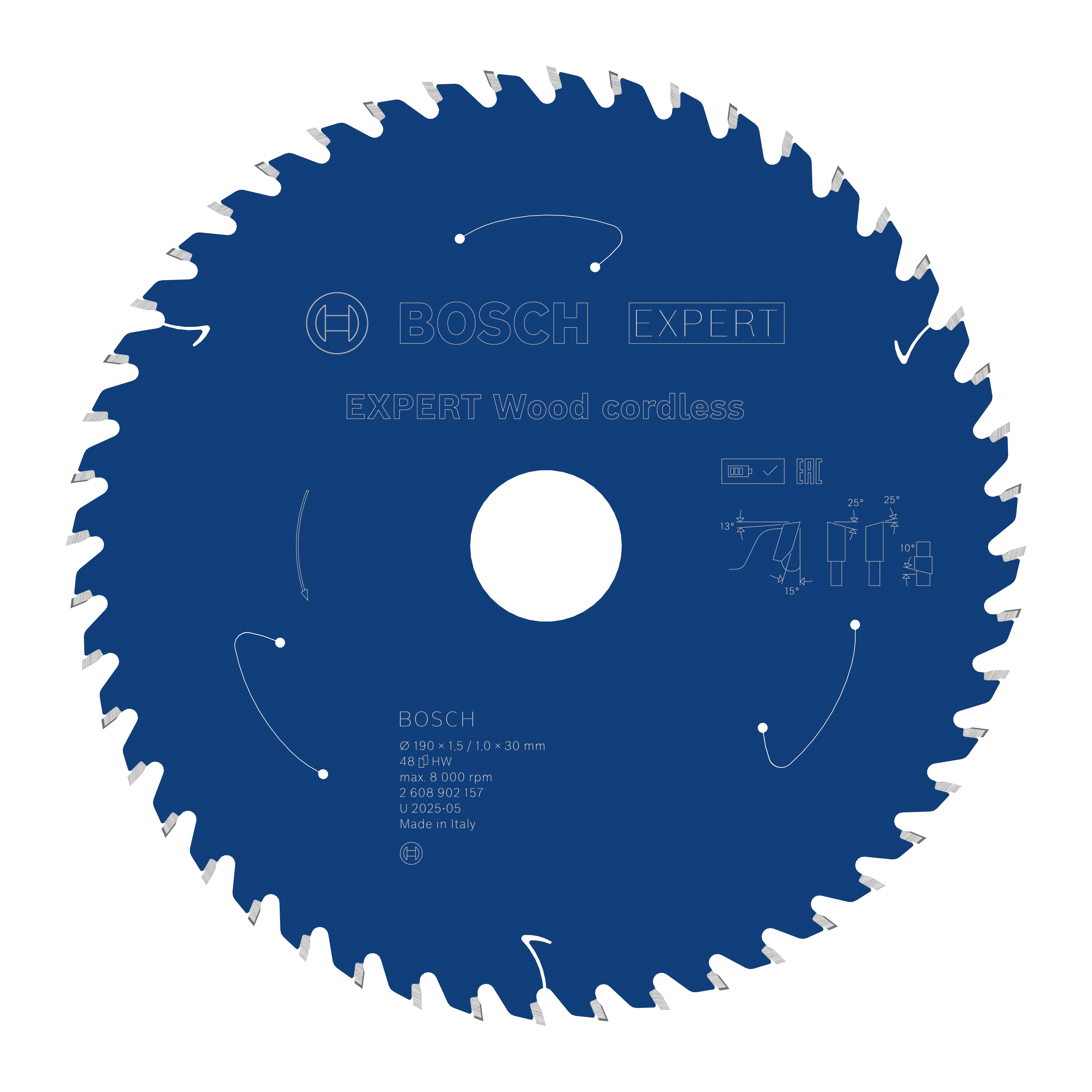 Bosch Accessoires EXPERT Wood cordless Cirkelzaagblad | 190 x 1,5/1 x 30 mm | T48 - 2608902157