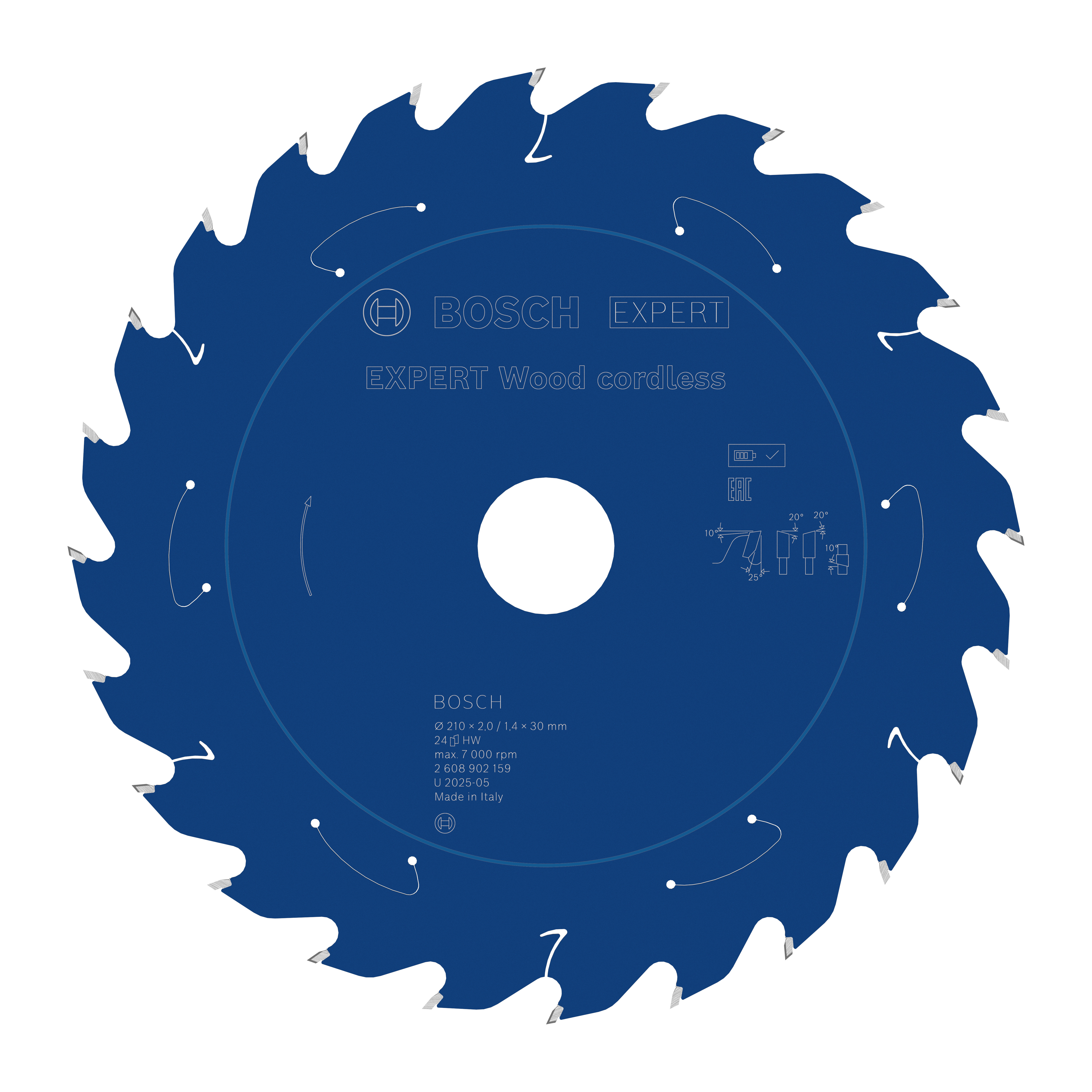 Bosch Accessoires EXPERT Wood cordless Cirkelzaagblad | 210 x 2/1,4 x 30 mm | T24 - 2608902159