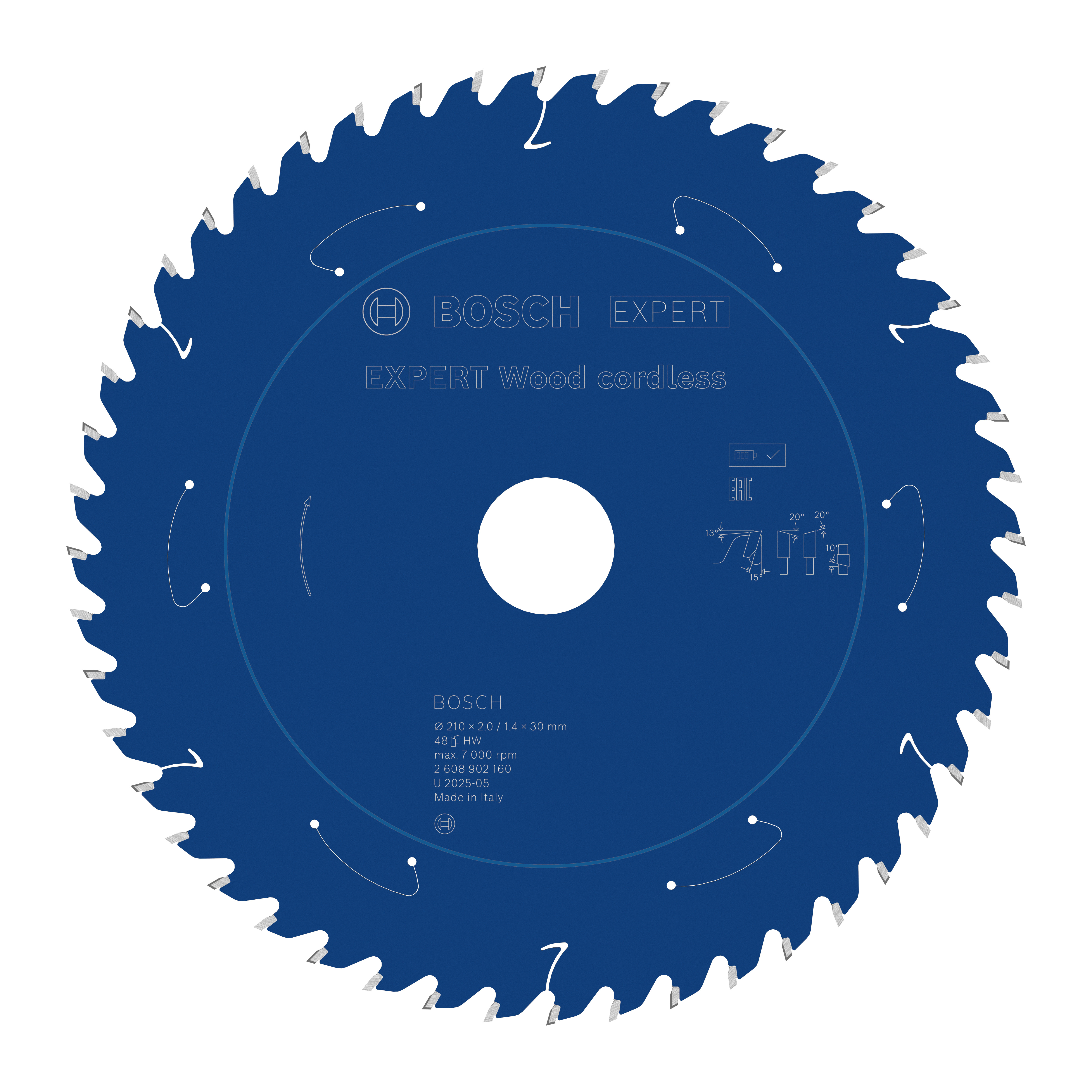 Bosch Accessoires EXPERT Wood cordless Cirkelzaagblad | 210 x 2/1,4 x 30 mm | T48 - 2608902160