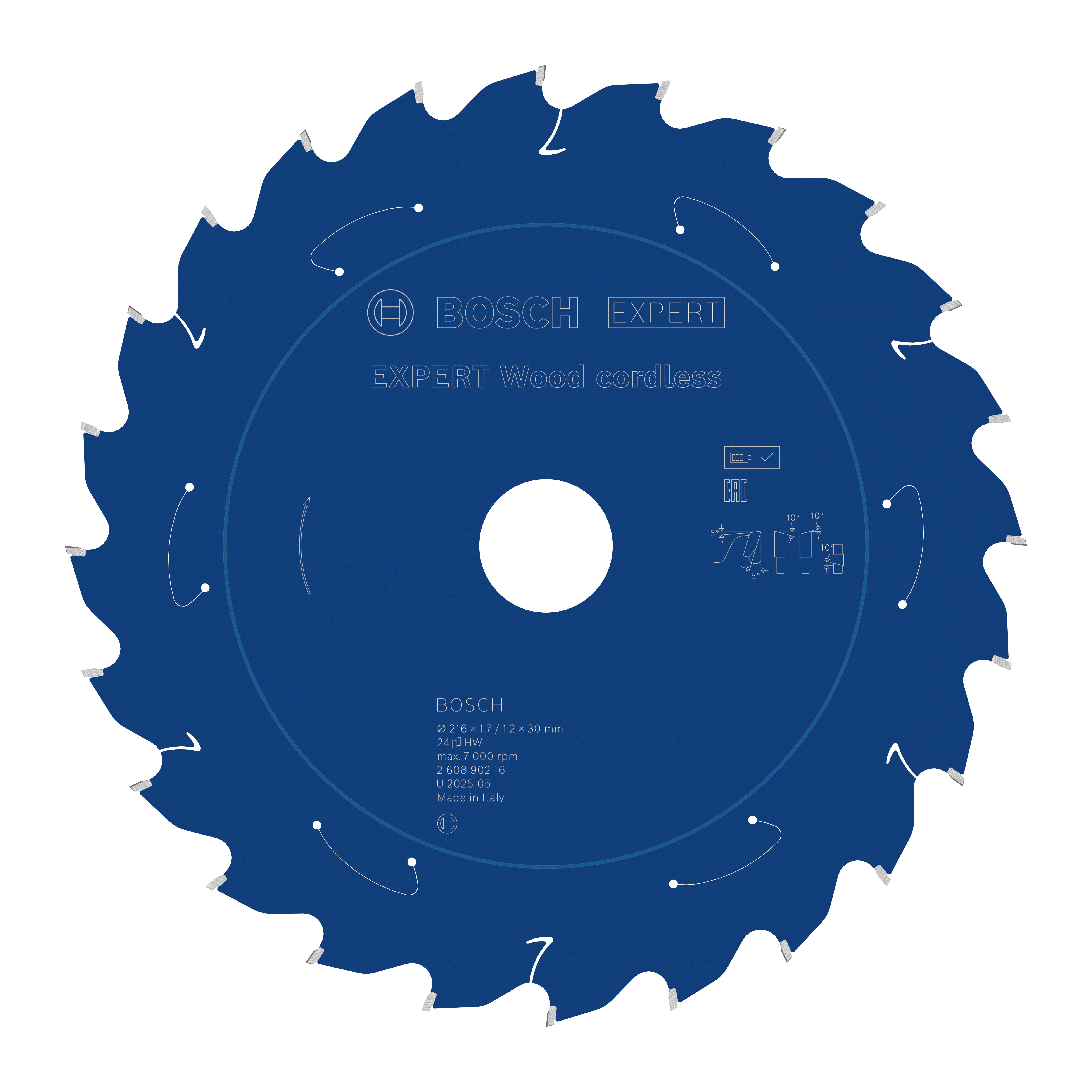 Bosch Accessoires EXPERT Wood cordless Cirkelzaagblad | 216 x 1,7/1,2 x 30 mm | T24 - 2608902161