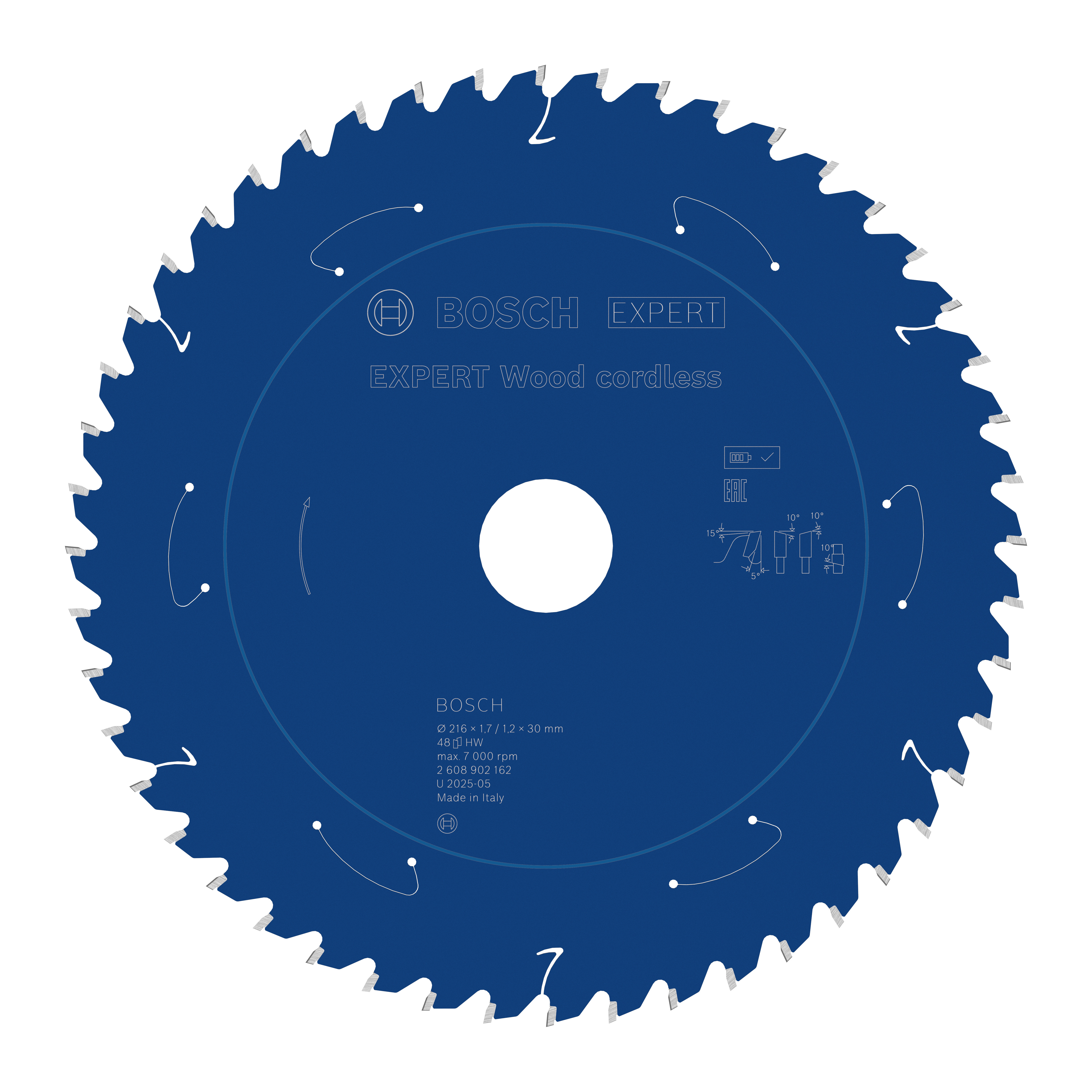 Bosch Accessoires EXPERT Wood cordless Cirkelzaagblad | 216 x 1,7/1,2 x 30 mm | T48 - 2608902162