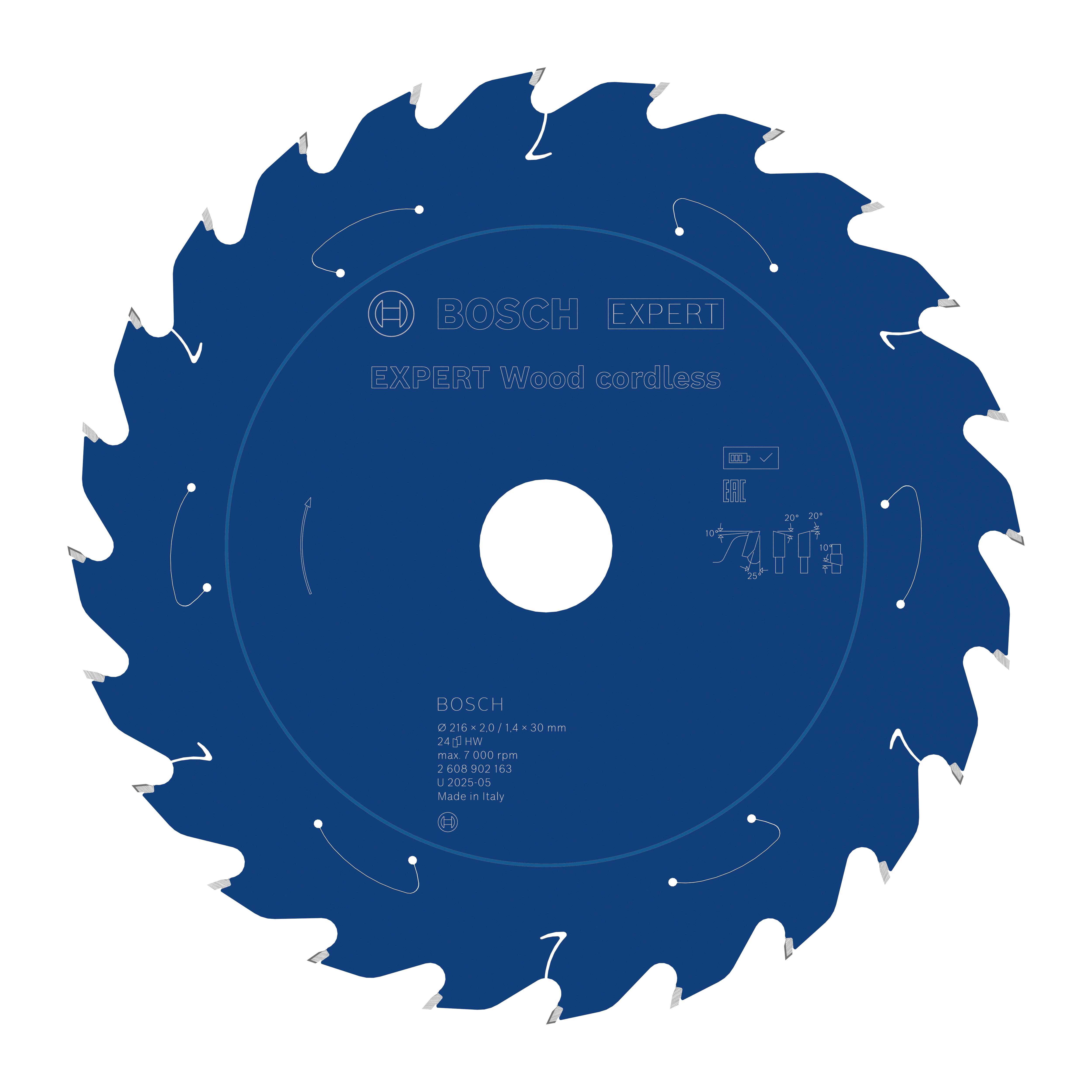 Bosch Accessoires EXPERT Wood cordless Cirkelzaagblad | 216 x 2/1,4 x 30 mm | T24 - 2608902163