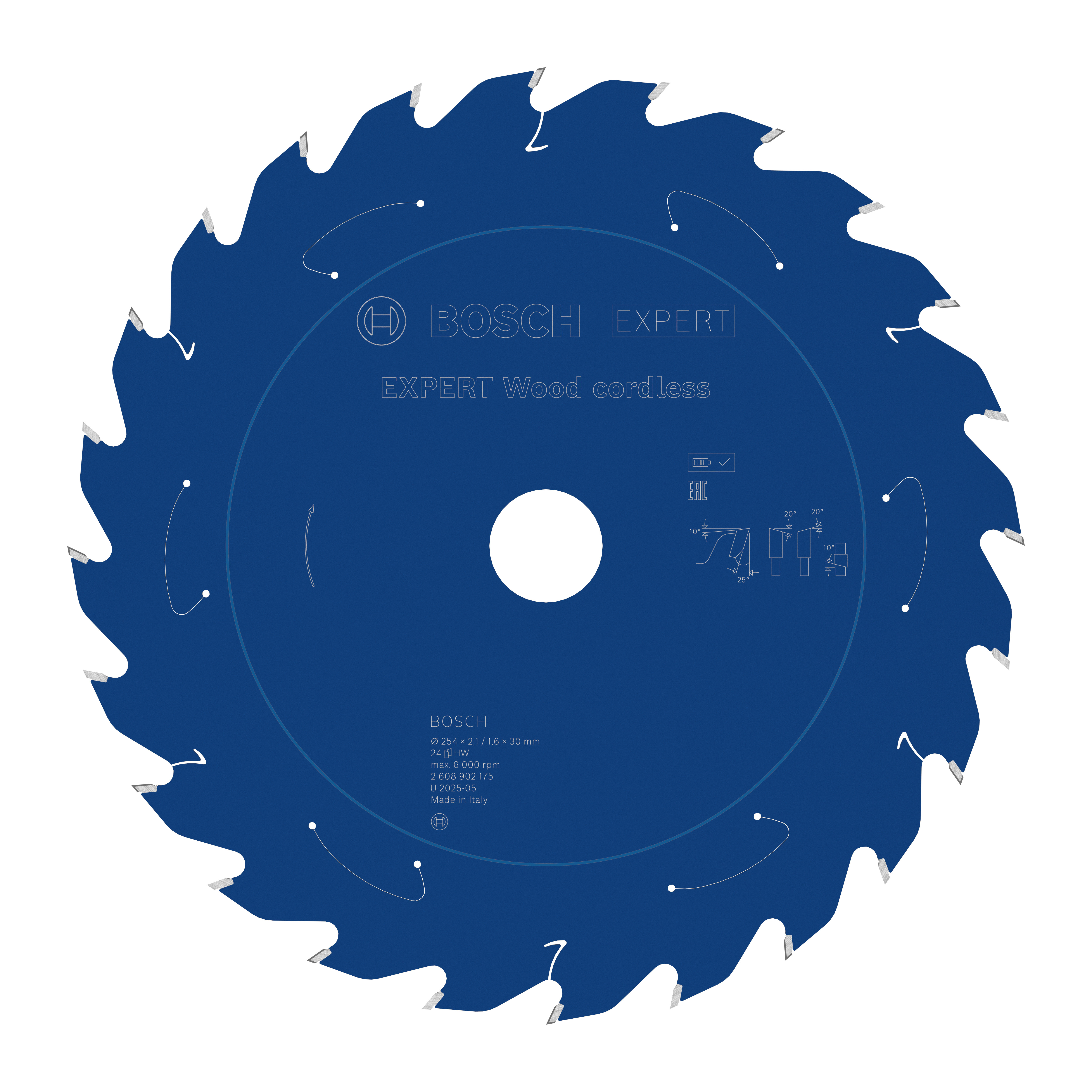 Bosch Accessoires EXPERT Wood cordless Cirkelzaagblad | 254 x 2,1/1,6 x 30 mm | T24 - 2608902175