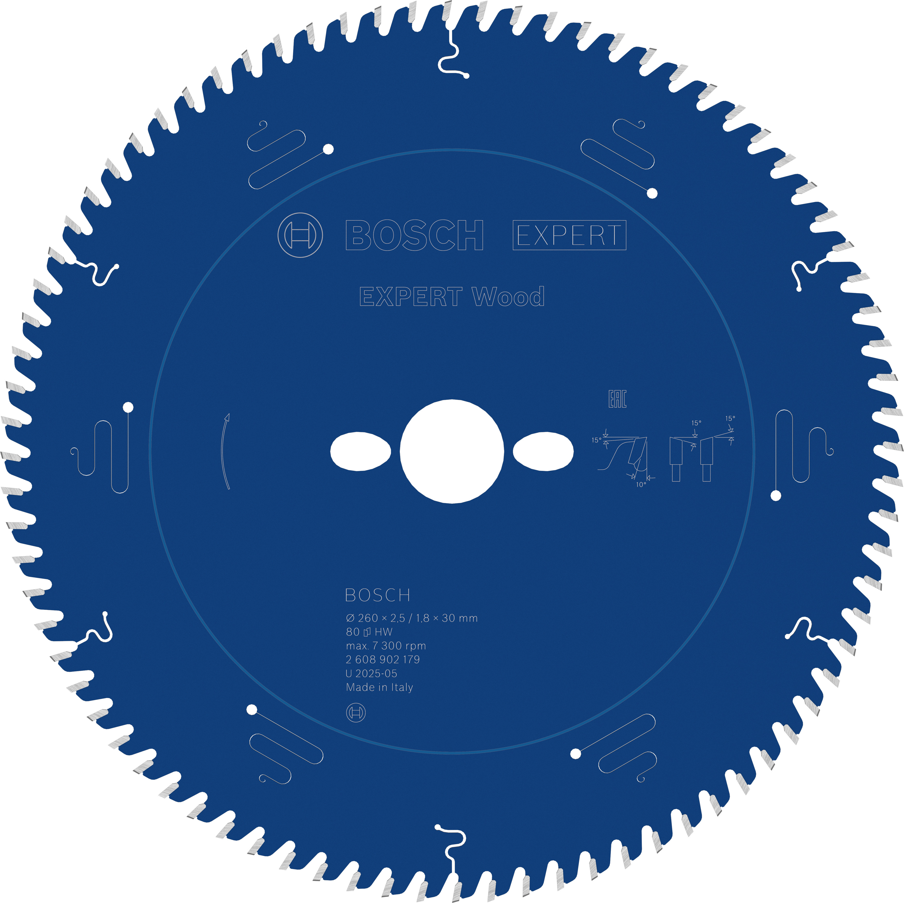 Bosch Accessoires EXPERT Wood Cirkelzaagblad | 260 x 2,5/1,8 x 30 mm | T80 - 2608902179