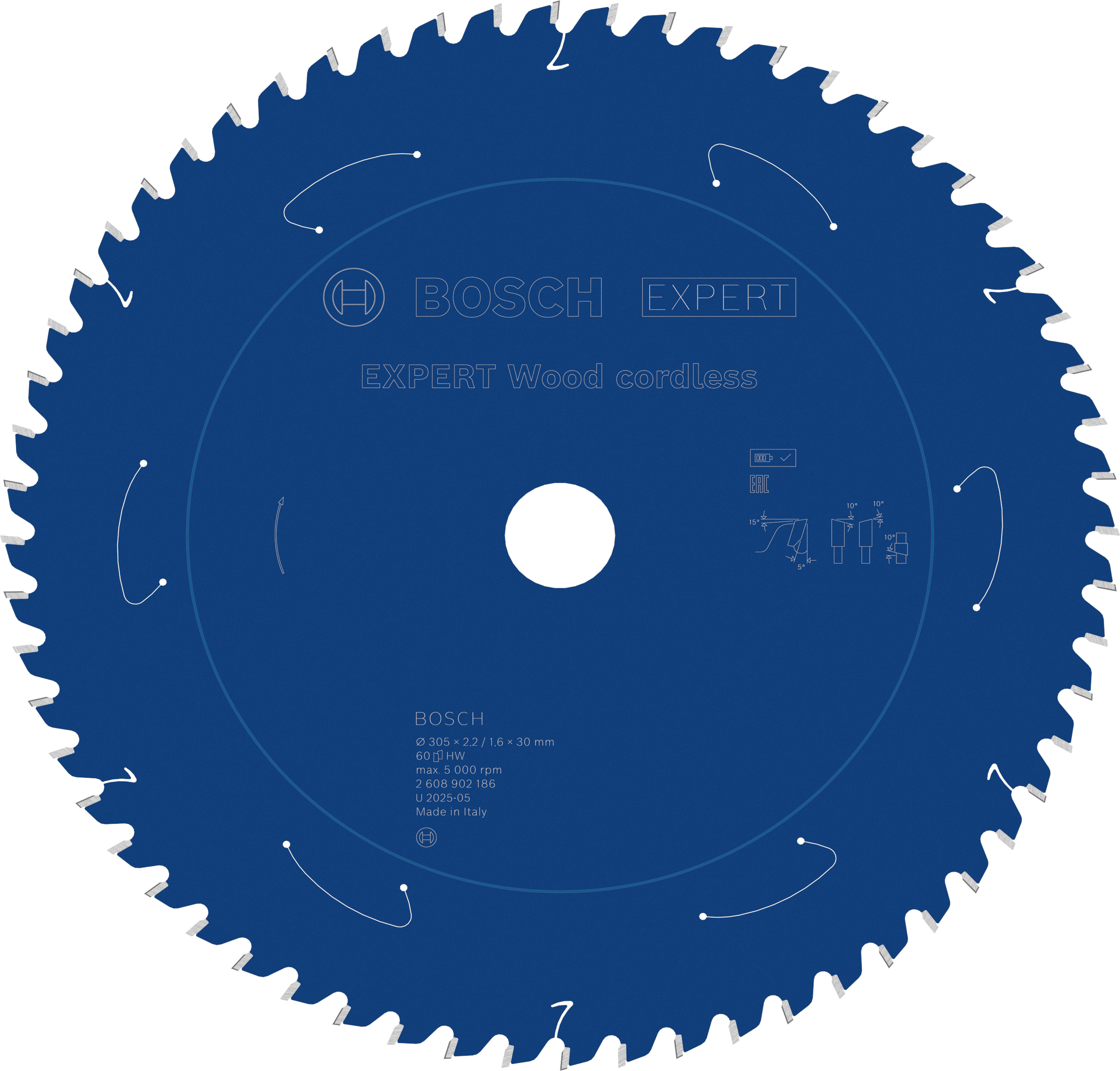 Bosch Accessoires EXPERT Wood cordless Cirkelzaagblad | 305 x 2,2/1,6 x 30 mm | T60 - 2608902186