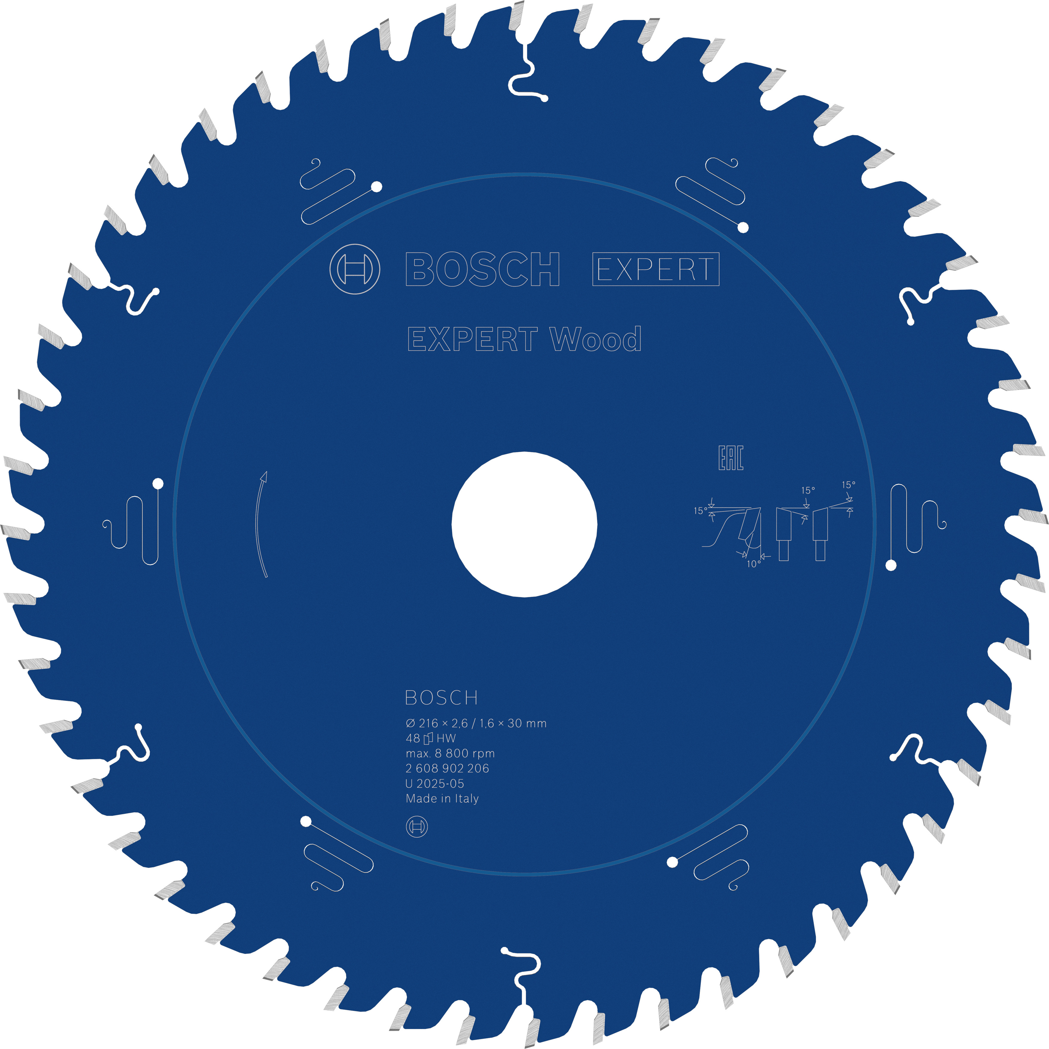 Bosch Accessoires EXPERT Wood Cirkelzaagblad | 216 x 2,6/1,6 x 30 mm | T48 - 2608902206