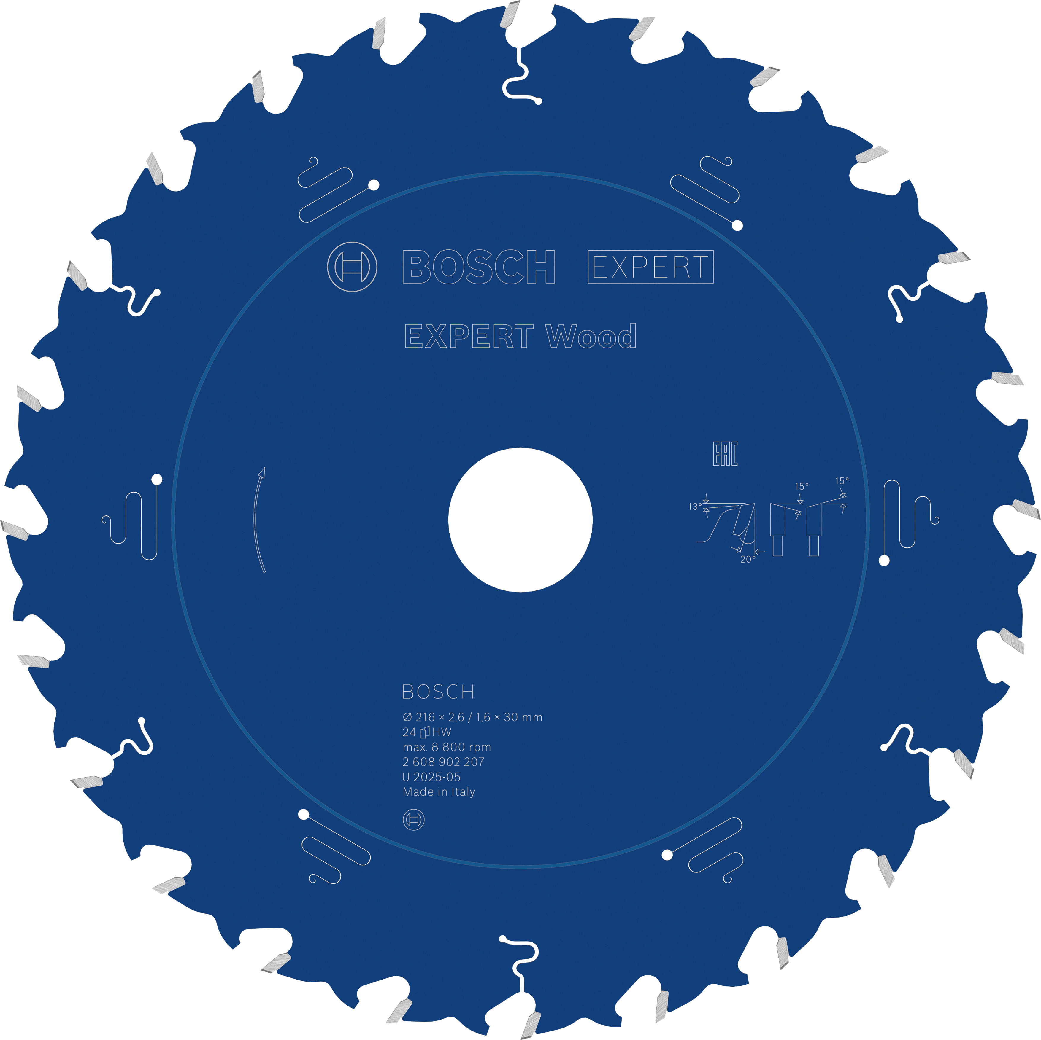 Bosch Accessoires EXPERT Wood Cirkelzaagblad | 216 x 2,6/1,6 x 30 mm | T24 - 2608902207