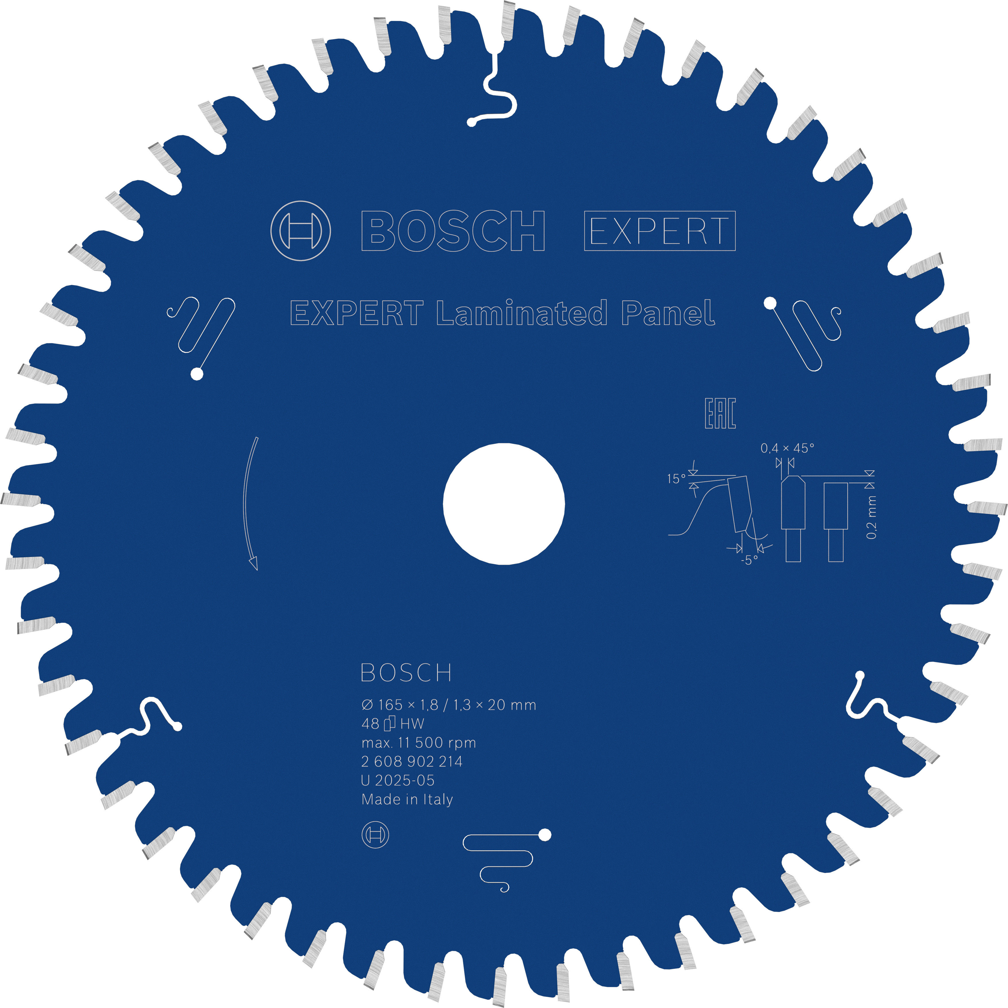 Bosch Accessoires EXPERT Laminated Panel-Cirkelzaagblad | 165 x 1,8/1,3 x 20 mm | T48 - 2608902214