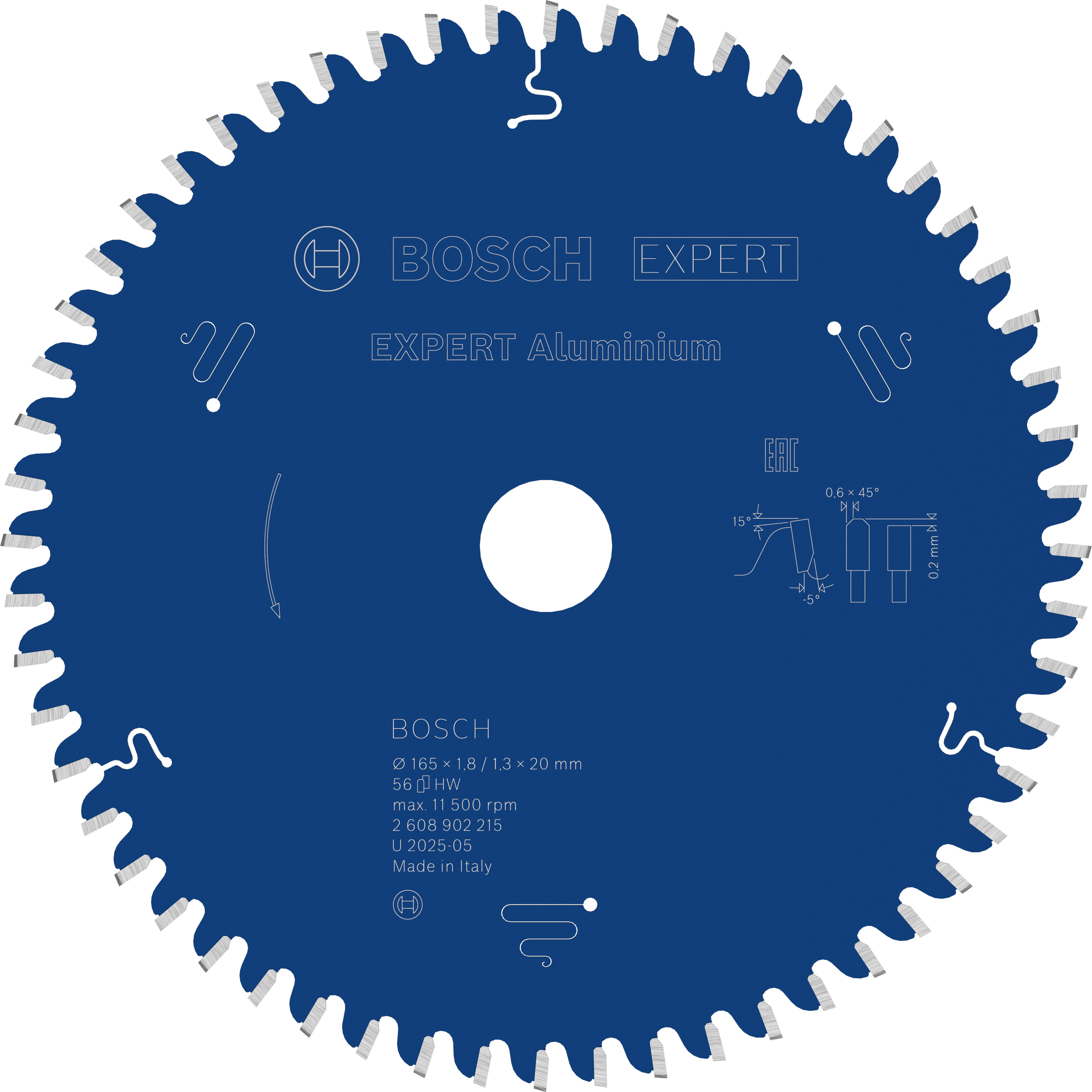 Bosch Accessoires EXPERT Aluminium Cirkelzaagblad | 165 x 1,8/1,3 x 20 mm | T56 - 2608902215