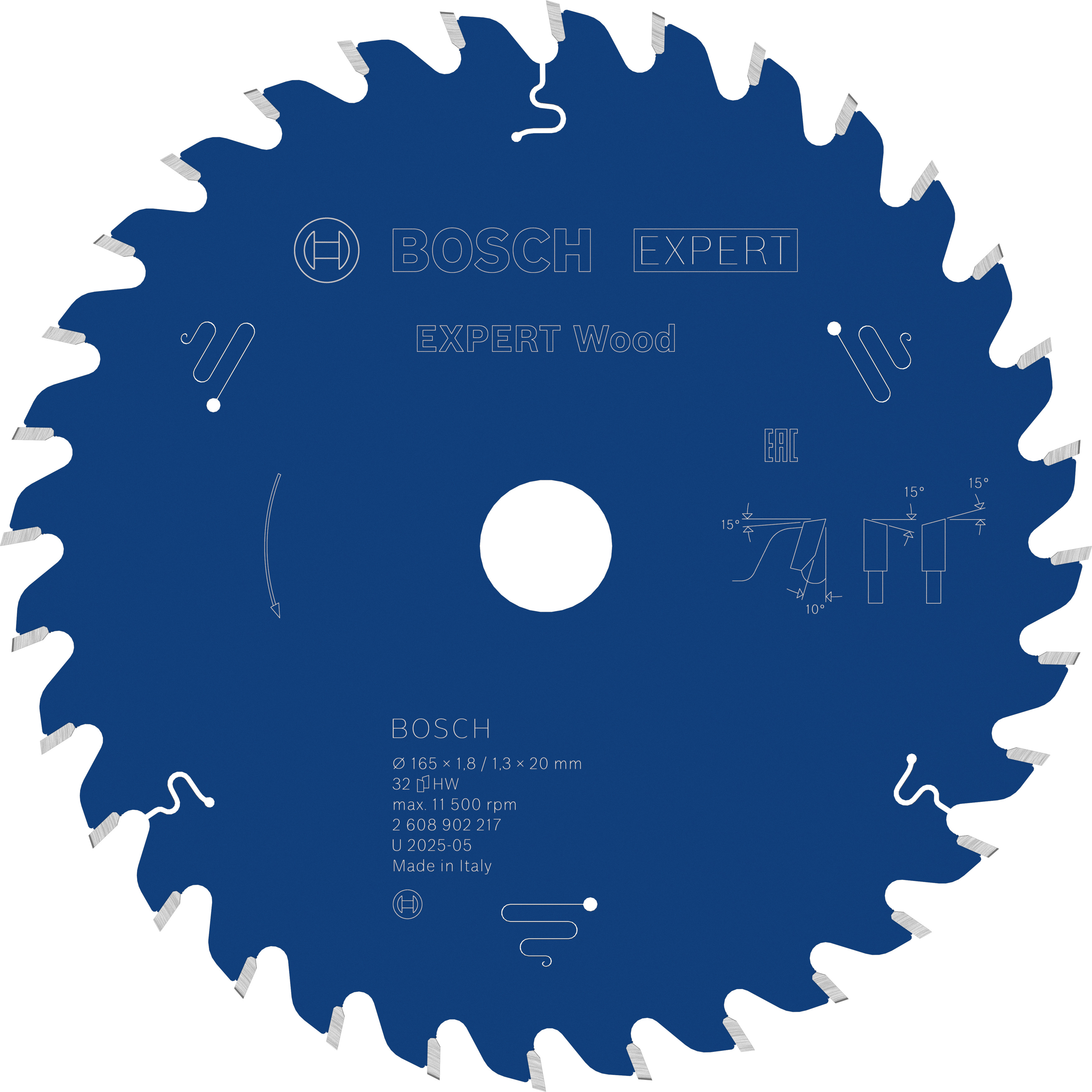 Bosch Accessoires EXPERT Wood Cirkelzaagblad | 165 x 1,8/1,3 x 20 mm | T32 - 2608902217