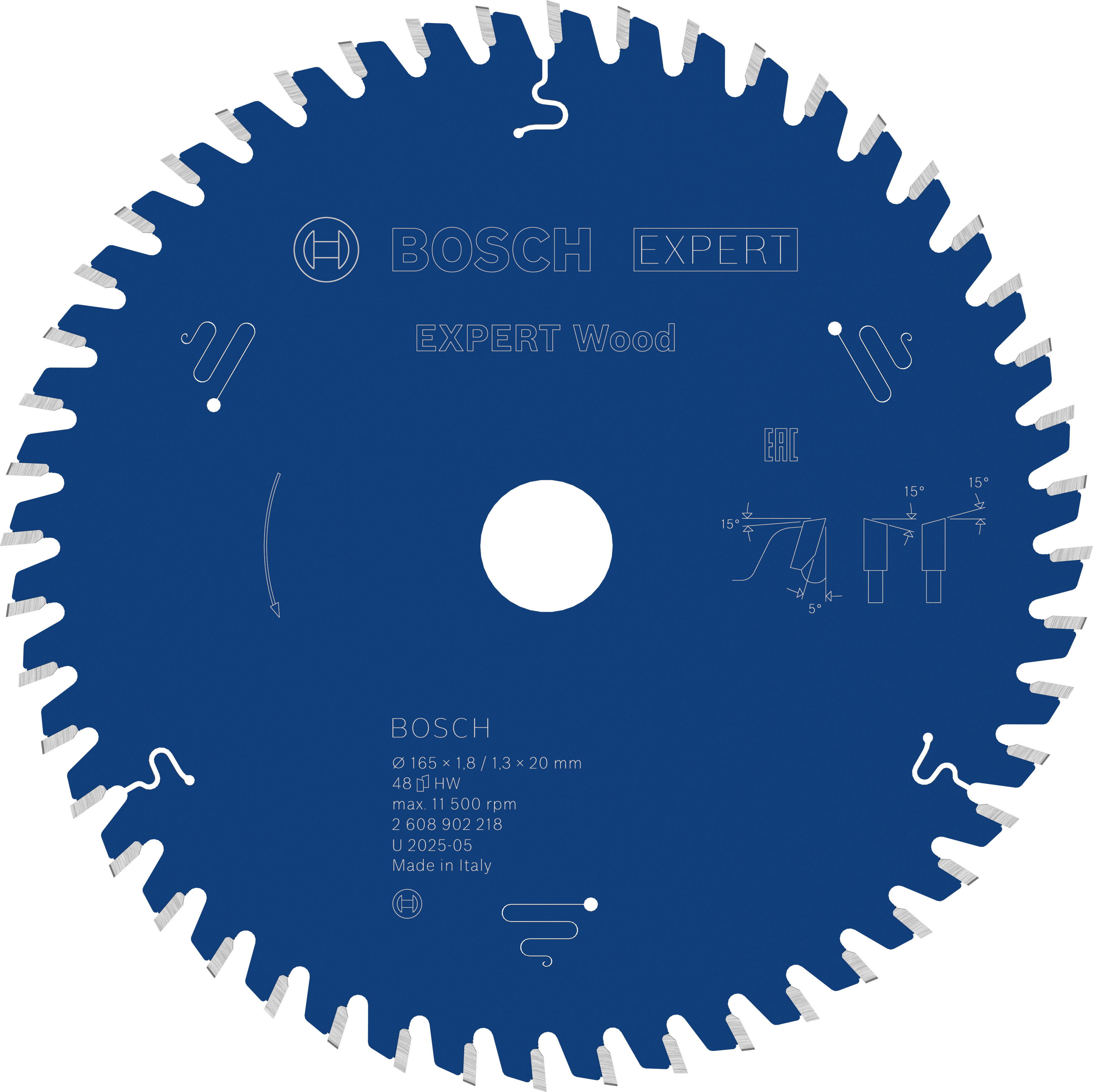 Bosch Accessoires EXPERT Wood Cirkelzaagblad | 165 x 1,8/1,3 x 20 mm | T48 - 2608902218