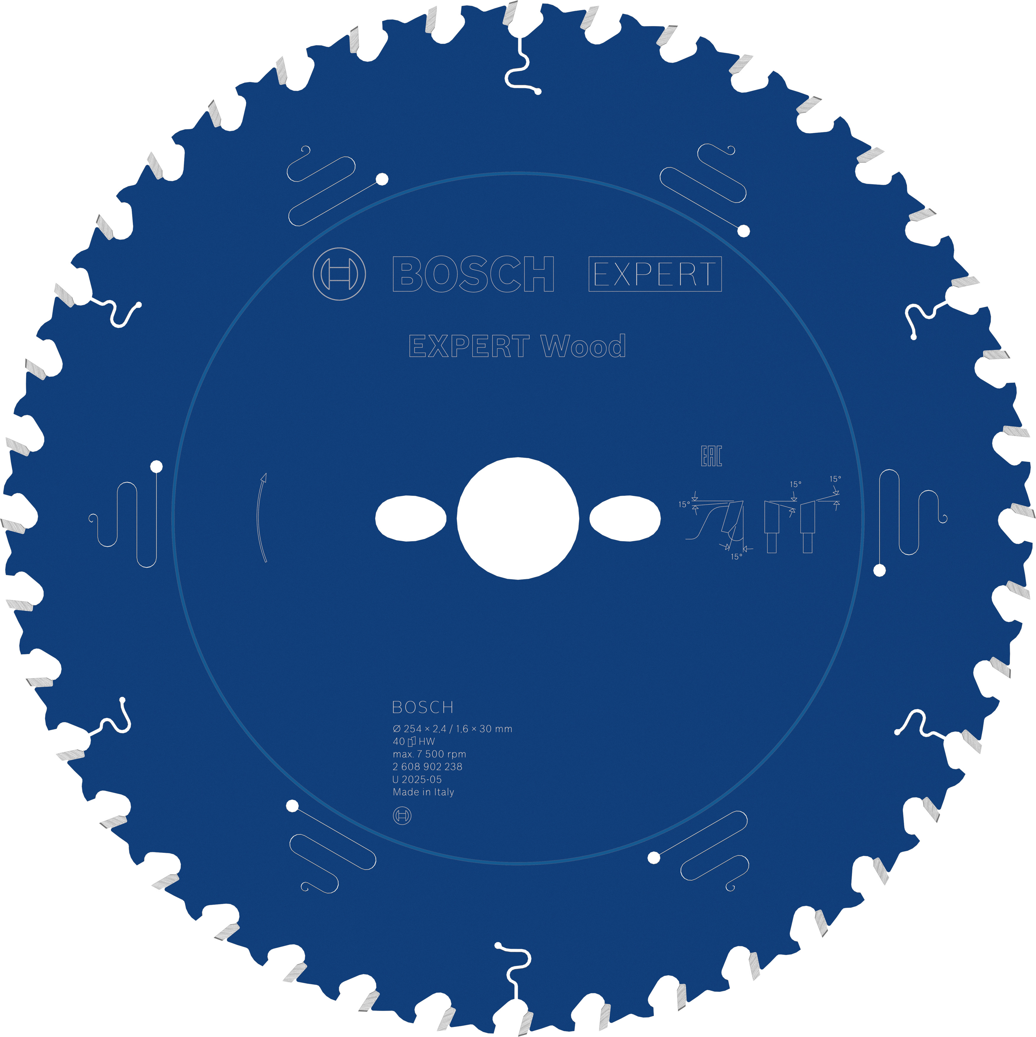 Bosch Accessoires EXPERT Wood Cirkelzaagblad | 254 x 2,4/1,6 x 30 mm | T40 - 2608902238