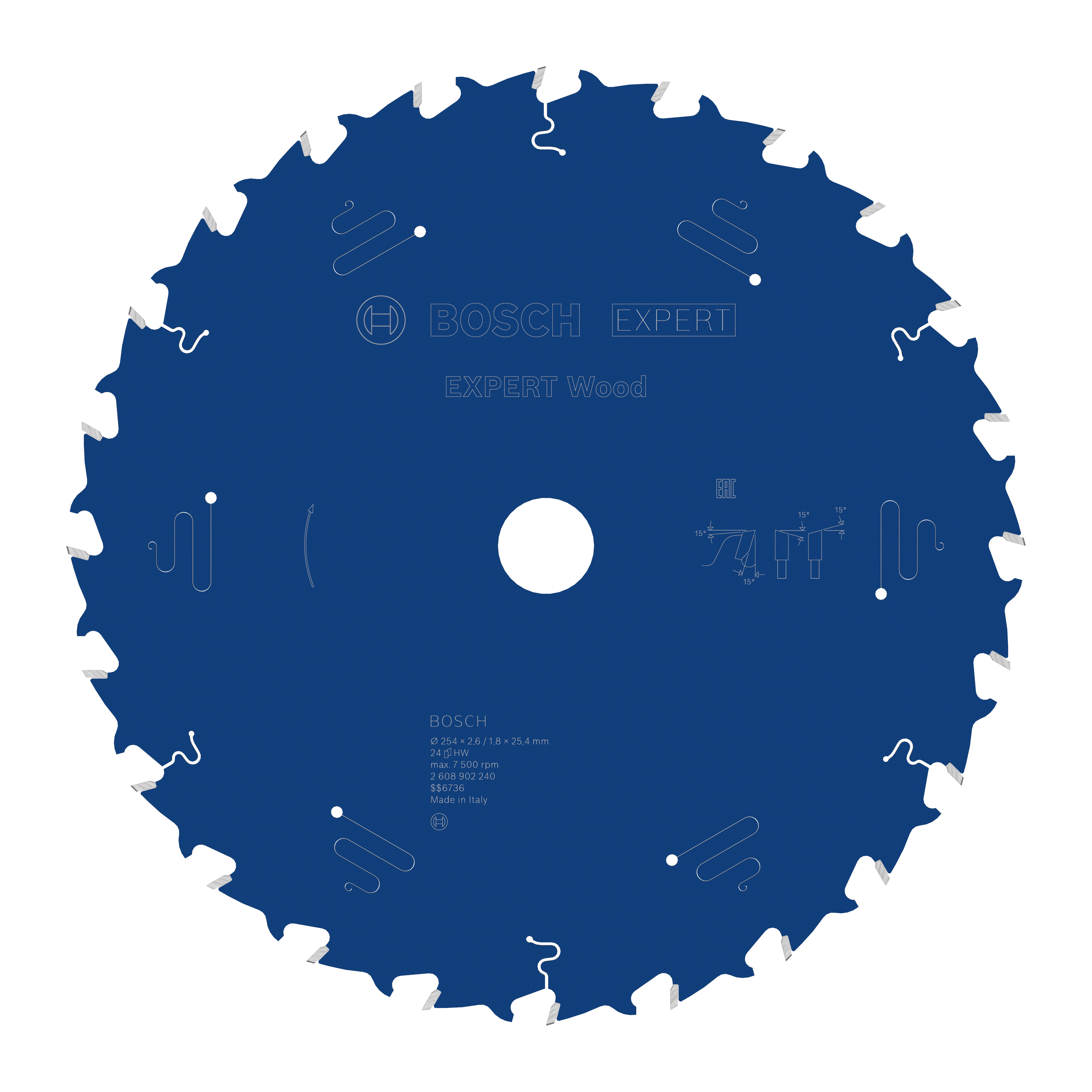 Bosch Accessoires EXPERT Wood Cirkelzaagblad | 254 x 2,6/1,8 x 25,4 mm | T24 - 2608902240