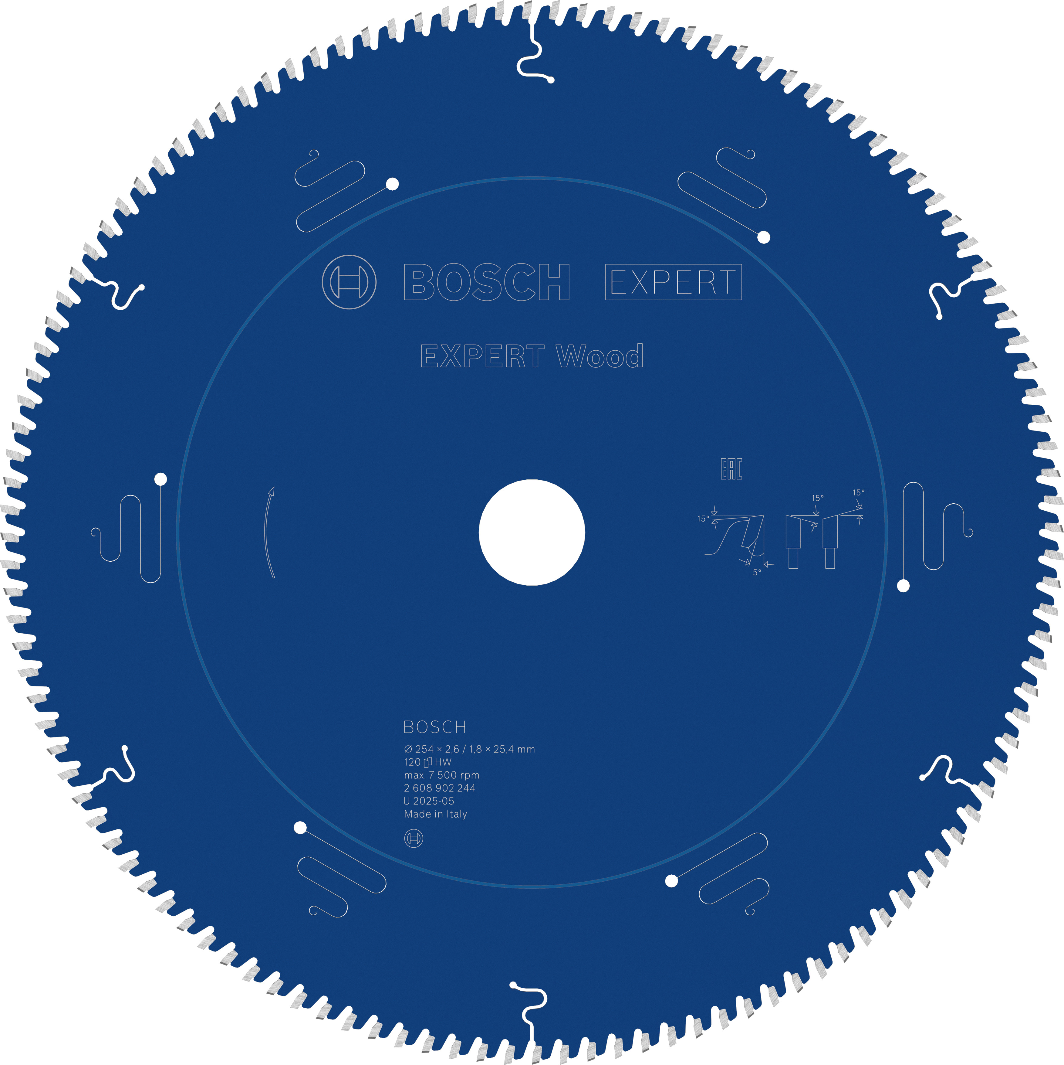 Bosch Accessoires EXPERT Wood Cirkelzaagblad | 254 x 2,6/1,8 x 25,4 mm | T120 - 2608902244