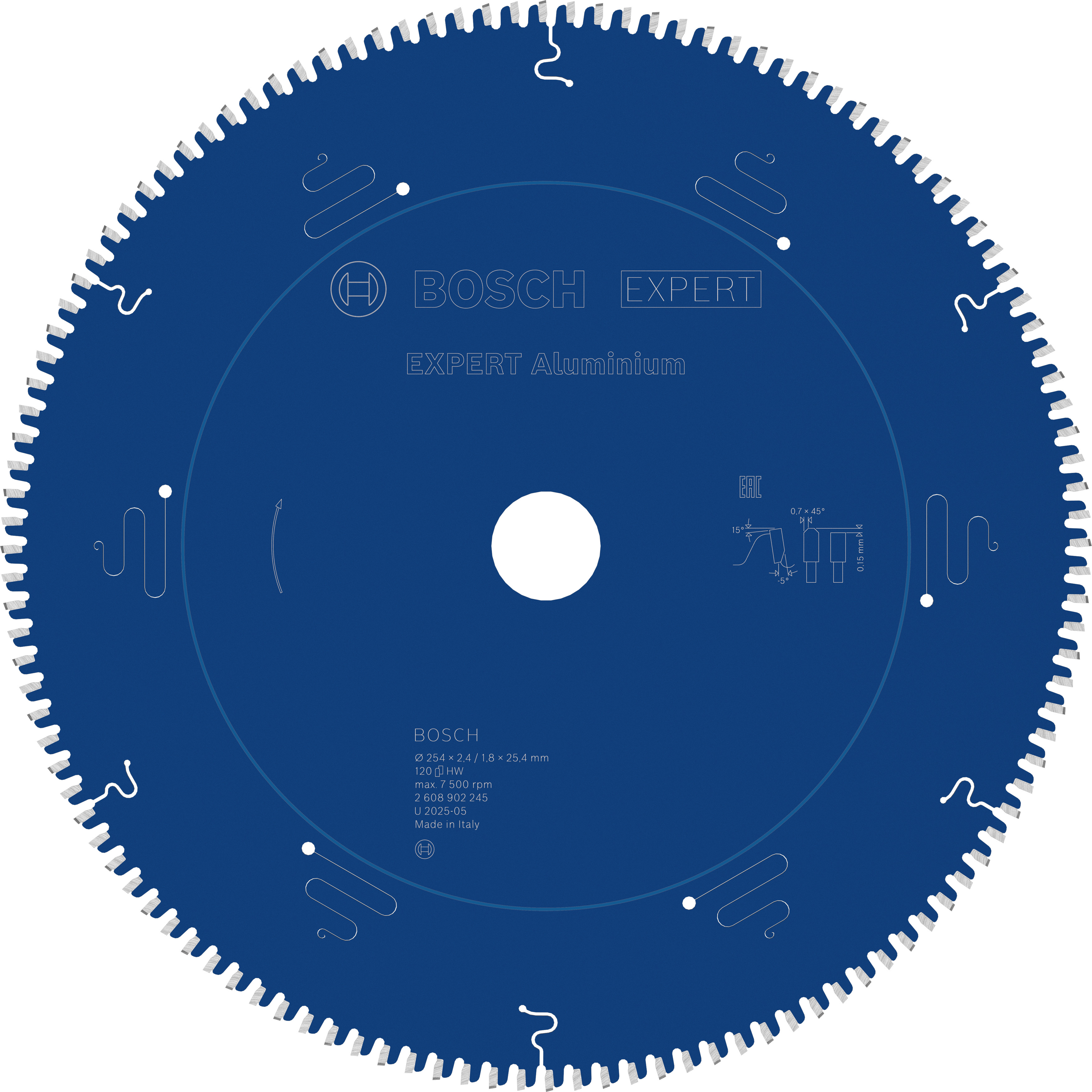Bosch Accessoires EXPERT Aluminium Cirkelzaagblad | 254 x 2,4/1,8 x 25,4 mm | T120 - 2608902245