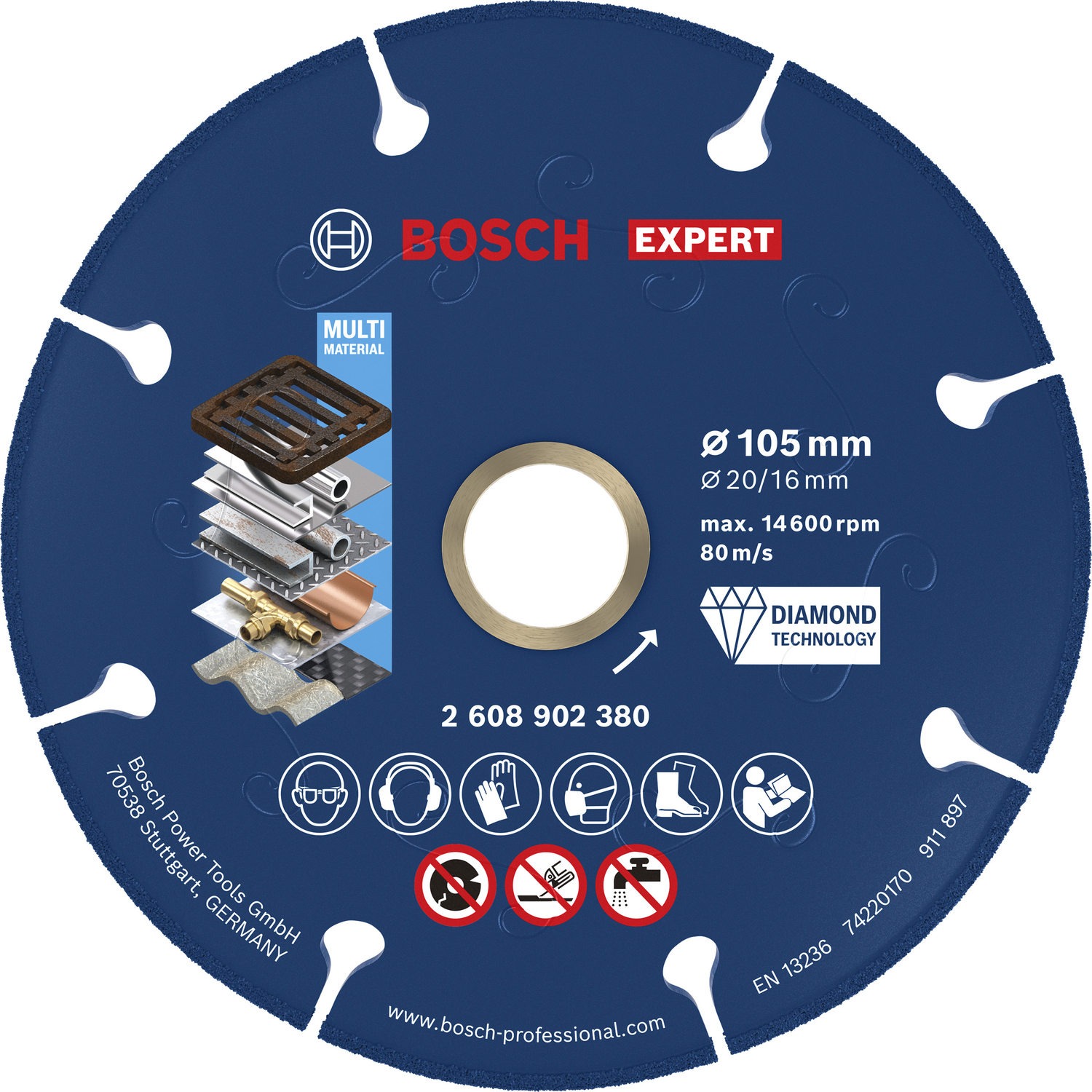Bosch accessoires EXPERT Diamond Metal Wheel Diamantschijf voor metaal | 105 x 20/16mm - 2608902380