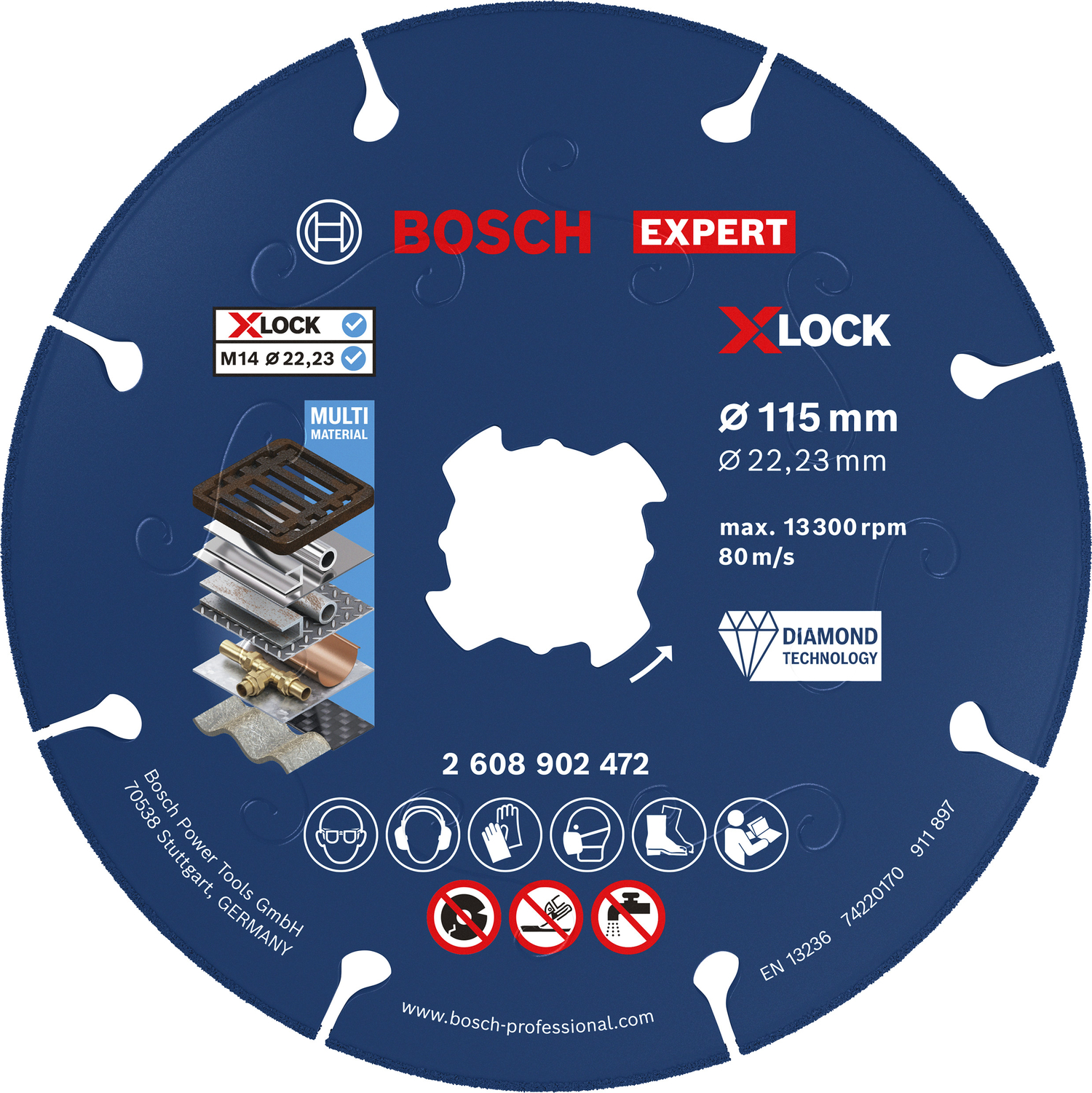 Bosch accessoires EXPERT Diamond Metal Wheel Diamantschijf voor metaal | X-LOCK, 115 x 22,23mm - 2608902472