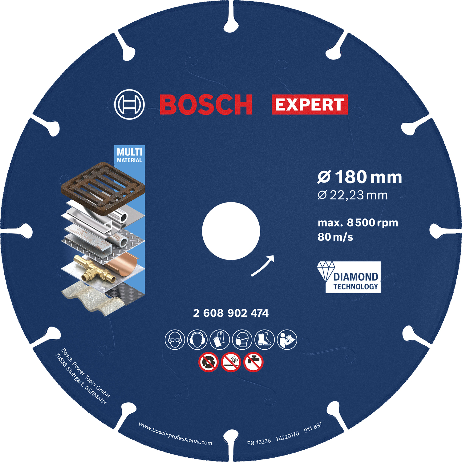 Bosch accessoires EXPERT Diamond Metal Wheel Diamantschijf voor metaal | 180 x 22,23mm - 2608902474