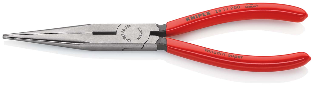 Knipex Platspitse Tang met Zijsnijder (Telefoontang) | 200 mm Lengte | Kunststof Bekleed | Zwart Geatramenteerd - 26 11 200 SB