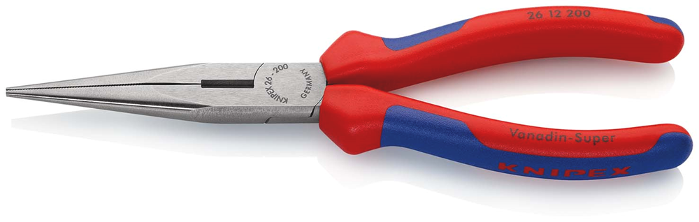 Knipex Platspitse Tang met Zijsnijder (Telefoontang) | 200 mm Lengte | Meer-Componentengrepen | Zwart Geatramenteerd - 26 12 200 SB