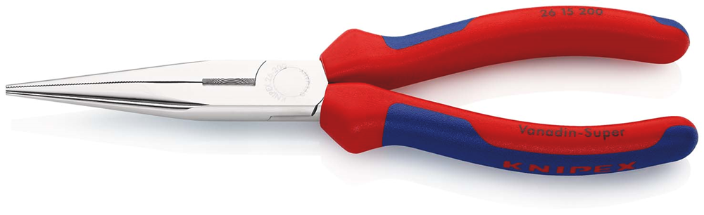 Knipex Platspitse Tang met Zijsnijder (Telefoontang) | 200 mm Lengte | Meer-Componentengrepen | Verchroomd - 26 15 200 SB