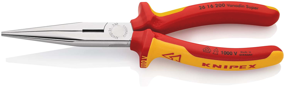 Knipex Platspitse Tang met Zijsnijder (Telefoontang) | 200 mm Lengte | Geïsoleerd | Meer-Componentengrepen - 26 16 200 SB