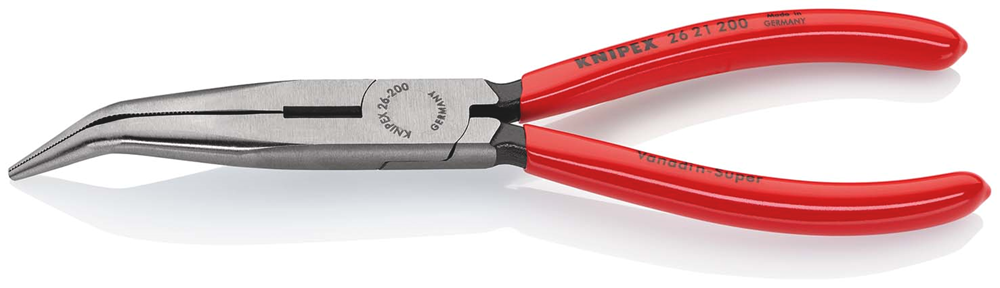 Knipex Platspitse Tang met Zijsnijder (Telefoontang) | 200 mm Lengte | Kunststof Bekleed | Zwart Geatramenteerd - 26 21 200 SB