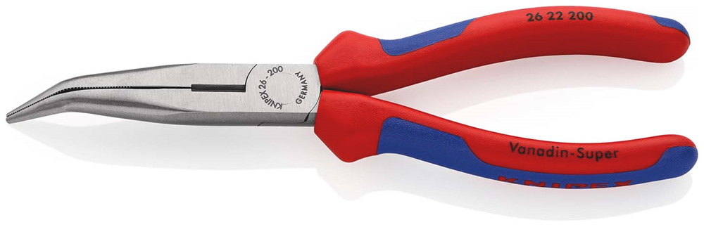 Knipex Platspitse Tang met Zijsnijder (Telefoontang) | 200 mm Lengte | Meer-Componentengrepen | Zwart Geatramenteerd - 26 22 200 SB