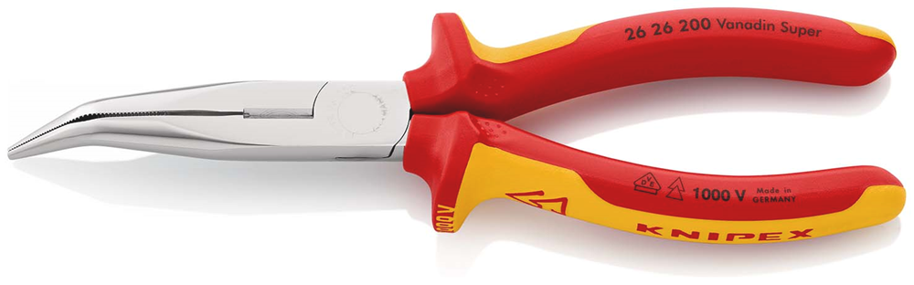 Knipex Platspitse Tang met Zijsnijder (Telefoontang) | 200 mm Lengte | Geïsoleerd | Meer-Componentengrepen - 26 26 200 SB