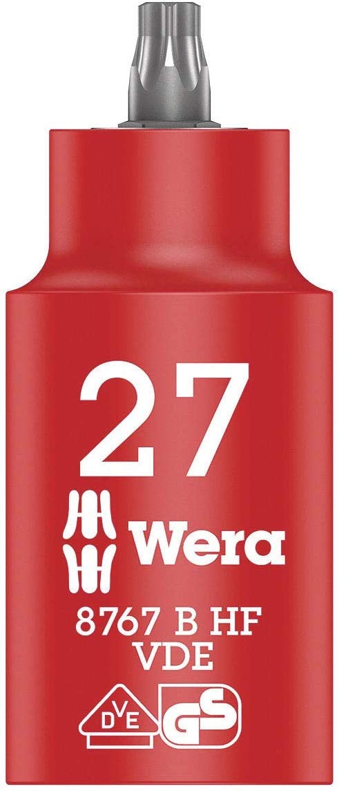 Wera 8767 B VDE HF TORX® Zyklop Bitdop, geïsoleerd, met 3/8"-aandrijving, met vasthoudfunctie, TX 27 x 55 mm - 05004922001