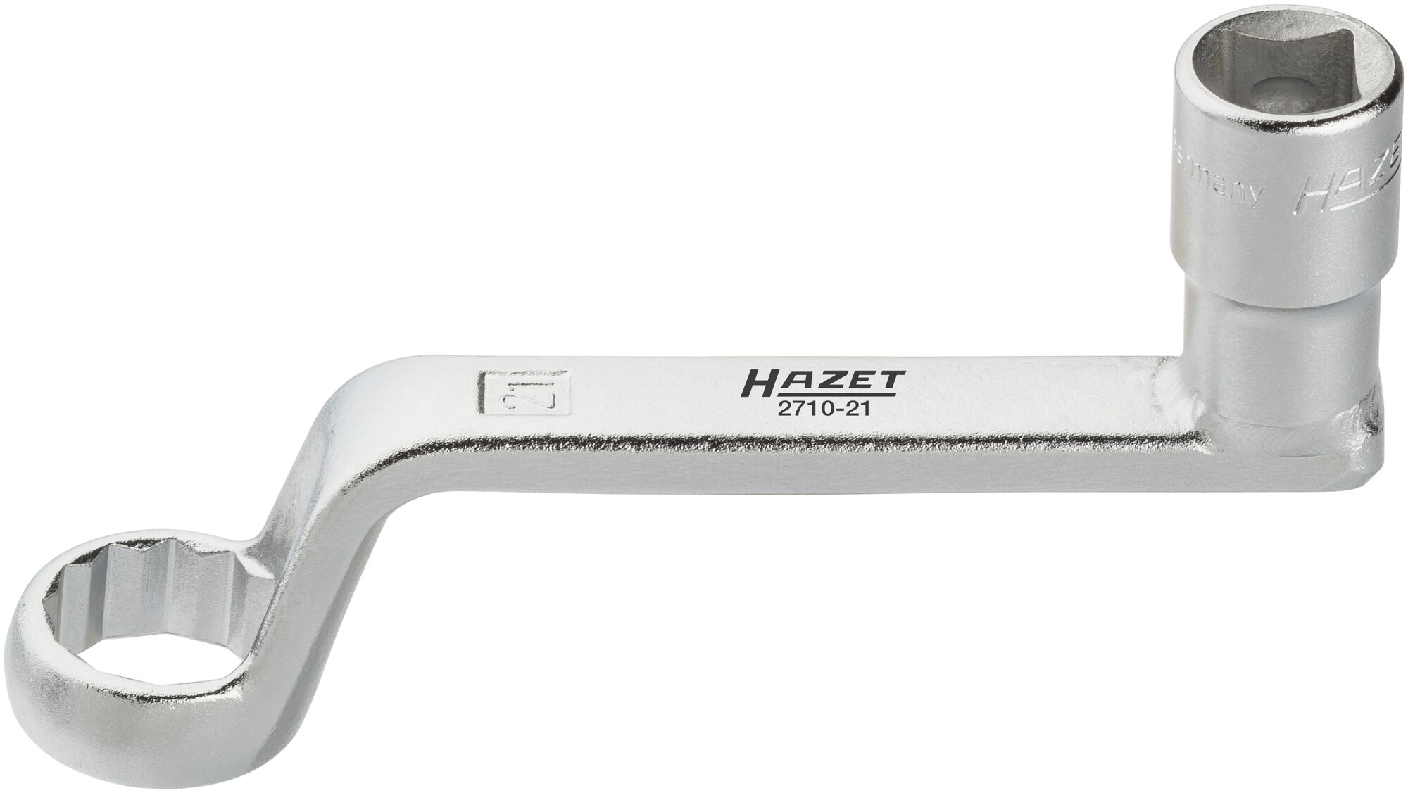 HAZET Speciaal gereedschap voor camber instelling 2710-21 · 1/2 inch (12,5 mm) vierkant hol · Buitentwaalfkant profiel · SW 21 mm