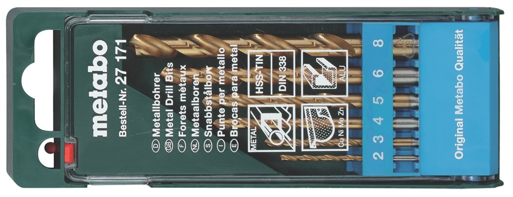 Metabo Accessoires Borencassette, 6 spiraalboren HSS - TIN - 627171000