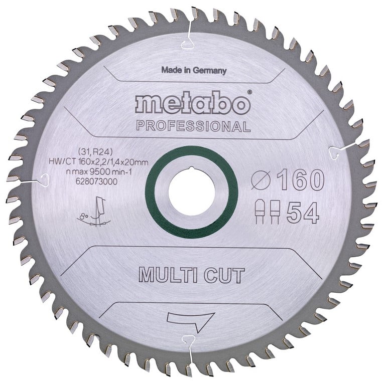 Metabo Cirkelzaagblad Multi Cut - Professional | 165 x 20 | Z54 FZ/TZ 5° - 628293000
