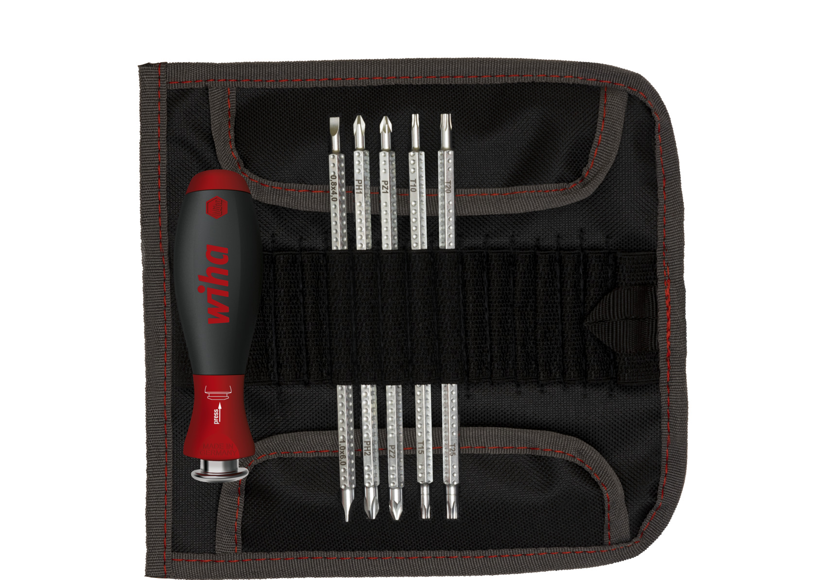 Wiha 281T601 Schroevendraaier met wisselschachtenset SYSTEM 6 assorti 7-delig incl. roletui - 32298