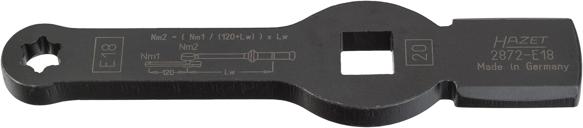 HAZET Ring-slagsleutel · met 2 slagvakken 2872-E18 · 3/4 inch (20 mm) vierkant hol · Buiten-TORX®-profiel · SW E18