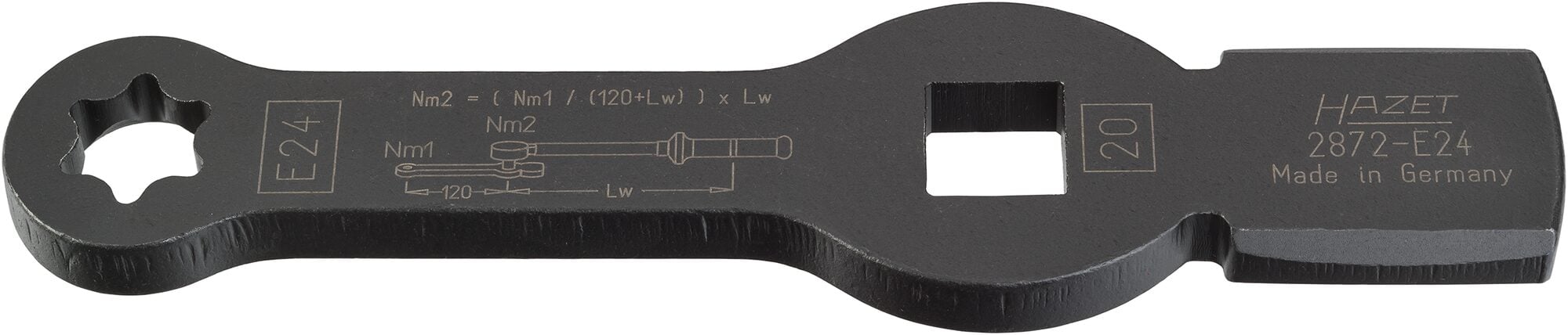 HAZET Ring-slagsleutel · met 2 slagvakken 2872-E24 · 3/4 inch (20 mm) vierkant hol · Buiten-TORX®-profiel · SW E24