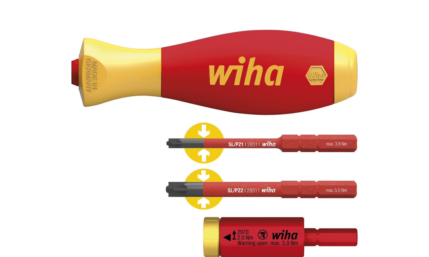 Wiha 41477 | Momentset easyTorque adapter electric | met slimVario® houder en slimBits SL/PZ | 4-delig - 41477