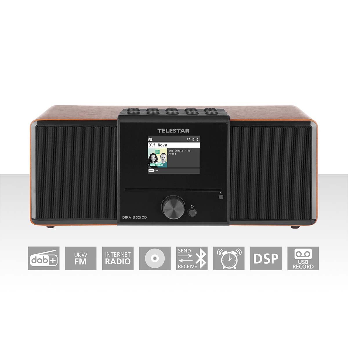 Telestar DIRA S32i CD EWF Multifunctionele Stereo Radio met CD-speler DAB+ / FM / Internet / Bluetooth Hout - 30-320-01