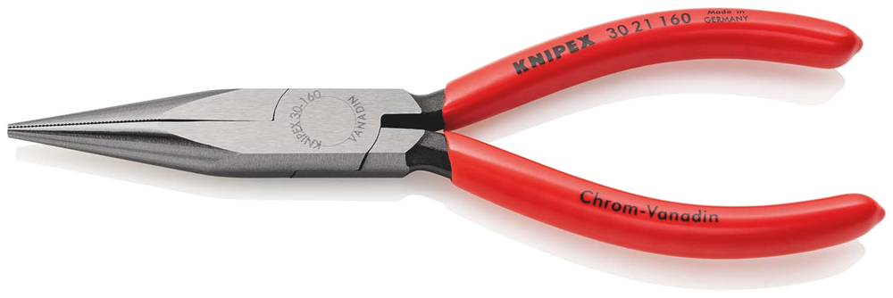 Knipex Langbektang | Kunststof bekleed | Zwart geatramenteerd | Lengte 140 mm | Zelfbedieningskaart/blister - 30 21 160 SB