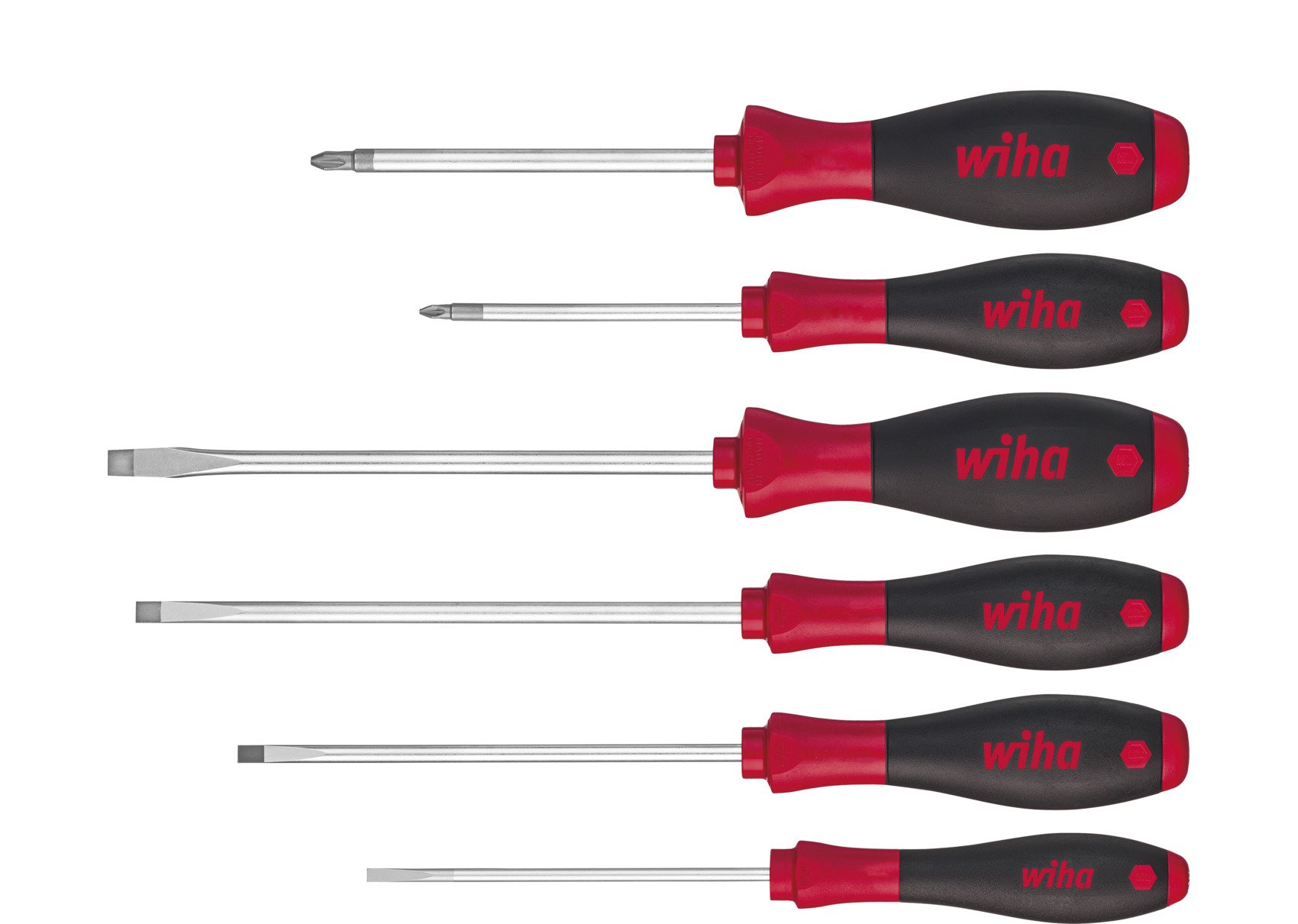 Wiha Schroevendraaierset | 6-delig sleuf / PZD | meercomponentengrepen | ronde kling | 1 stuk - 07153 - 07153
