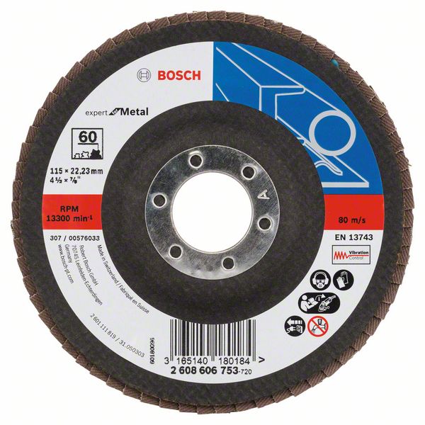Bosch Accessoires 1 Lamellenschijf 115 X551, Expert for Metal haaks, K60 - 2608606753