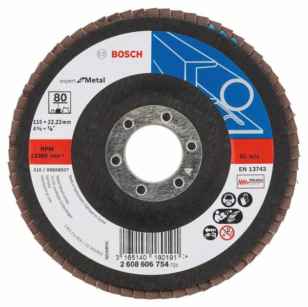 Bosch Accessoires 1 Lamellenschijf 115 X551, Expert for Metal haaks, K80 - 2608606754