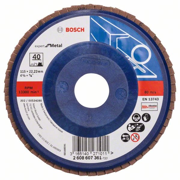 Bosch Accessoires 1 Lamellenschijf 115 ,Expert for Metal recht, kunststof, 40 - 2608607361