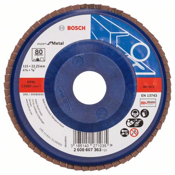 Bosch Accessoires 1 Lamellenschijf 115 , Expert for Metal recht, kunststof, 80