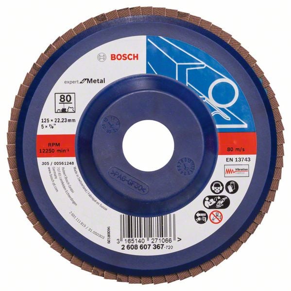 Bosch Accessoires 1 Lamellenschijf 125 , Expert for Metal recht, kunststof, 80 - 2608607367