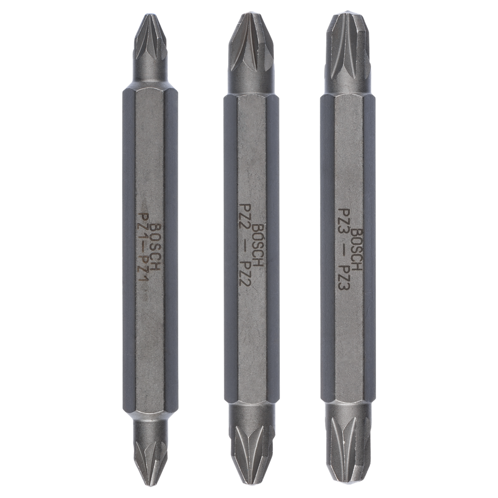 Bosch Accessoires 3-delige dubbelbitset PZ1-PZ2-PZ3, 60 mm - 2607001749