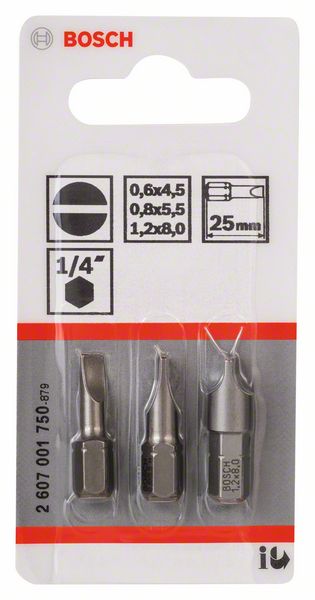 Bosch Accessoires 3-delige bitset Extra Hard (S) S 0,6x4,5; S 0,8x5,5; S 1,2x8,0 - 2607001750