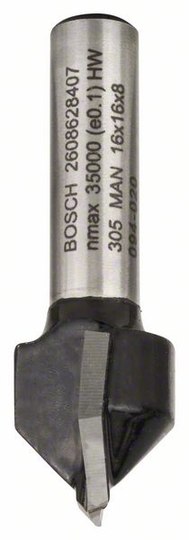 V-groeffrezen 8 mm, D1 16 mm, L 16 mm, G 45 mm, 90° Bosch 2608628407