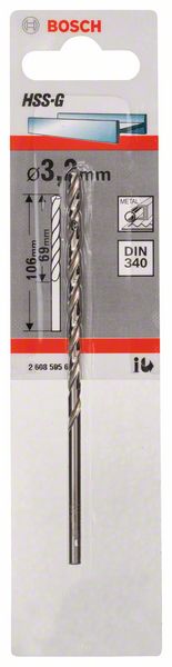 Bosch Accessoires Metaalboren HSS-G, DIN 340 3,2 x 69 x 106 mm 1st - 2608595677