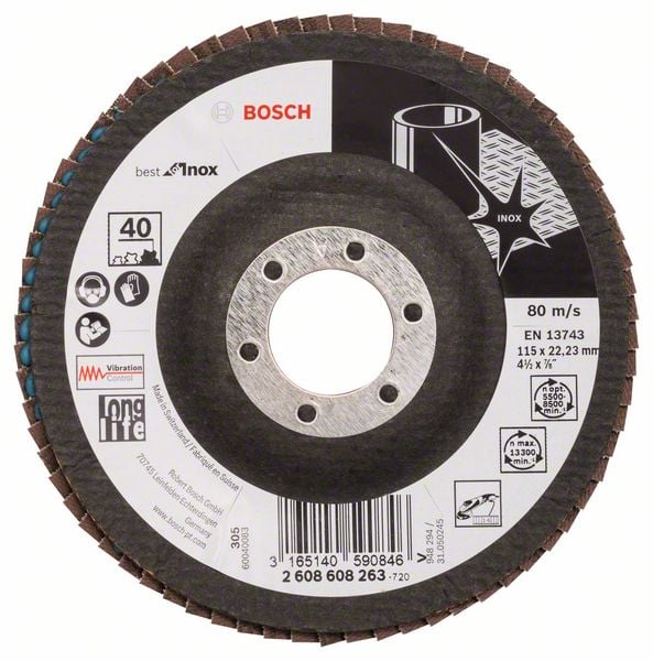 Bosch Accessoires 1 Lamellenschijf 115 X581, Best for Inox haaks, 40 - 2608608263